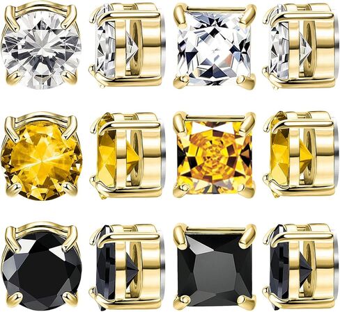 NEWITIN 6 Pairs Stainless Steel Magnetic Stud Earrings for Men Magnetic Earrings Men Clip on Earrings Non Piercing Earrings Unisex CZ Magnetic Earrings Diamond Earrings for Women Men in Kuwait