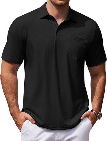 COOFANDY Mens Polo Shirts Short Sleeve Casual Golf Shirt Basic Solid Color Collared T-Shirt Stylish Summer Polo T Shirt in Saudi Arabia