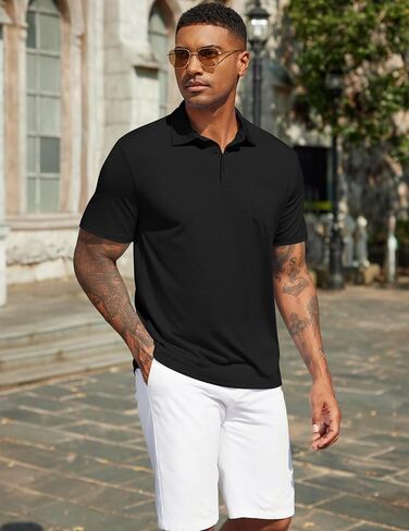 COOFANDY Mens Polo Shirts Short Sleeve Casual Golf Shirt Basic Solid Color Collared T-Shirt Stylish Summer Polo T Shirt in Saudi Arabia