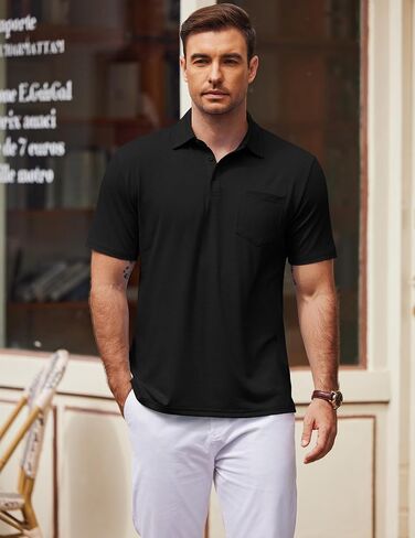 COOFANDY Mens Polo Shirts Short Sleeve Casual Golf Shirt Basic Solid Color Collared T-Shirt Stylish Summer Polo T Shirt in Saudi Arabia