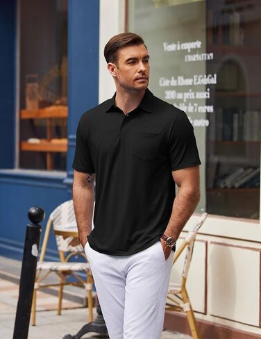 COOFANDY Mens Polo Shirts Short Sleeve Casual Golf Shirt Basic Solid Color Collared T-Shirt Stylish Summer Polo T Shirt in Saudi Arabia