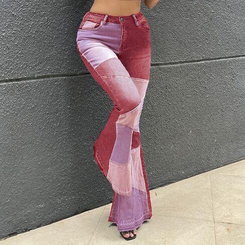 ODIZLI Women's High Waisted Bell Bottom Jeans Ripped Stretch Skinny Flare Jeans Distressed Bootcut Denim Pants Plus Size in Kuwait