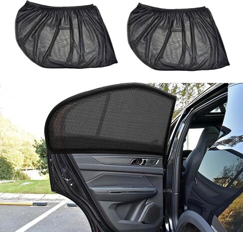 2PCS Car Window Shades, Car Side Window Sun Shade, Stretch Car Window Screens, Car Accessories UV Protection Breathable Mesh Baby Window Covers Universal for Most Cars, SUVs (Front Window) in Kuwait