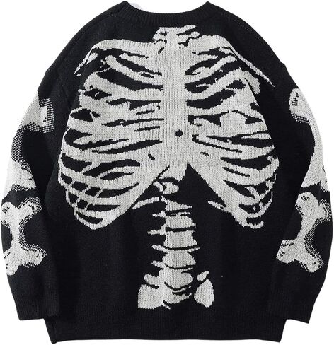 Aelfric Eden Skeleton Sweater Crew Neck Vintage Oversized Long Sleeve Y2k Pullover Skull Halloween Sweater in Saudi Arabia