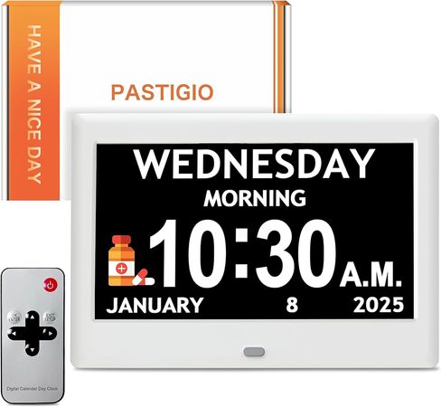[2025 NEW] Digital Calendar, 7'' Dementia Clock with Date and Time for Elderly, Auto-Dimming, 12 Reminders & 6 Alarms, Button & Remote Control, Auto DST, Digital Clocks for Seniors Large Display in Kuwait