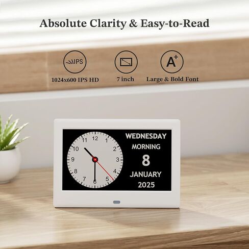 [2025 NEW] Digital Calendar, 7'' Dementia Clock with Date and Time for Elderly, Auto-Dimming, 12 Reminders & 6 Alarms, Button & Remote Control, Auto DST, Digital Clocks for Seniors Large Display in Kuwait