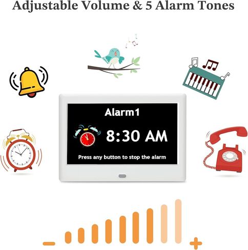 [2025 NEW] Digital Calendar, 7'' Dementia Clock with Date and Time for Elderly, Auto-Dimming, 12 Reminders & 6 Alarms, Button & Remote Control, Auto DST, Digital Clocks for Seniors Large Display in Kuwait