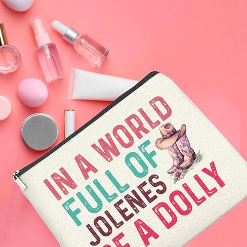 Country Music Lover Gifts Makeup Bag Western Dolly Fans Gifts for Women Sister Friends, in a World Full of Jolenes Be a Dolly Zipper Makeup Pouch in Saudi Arabia
