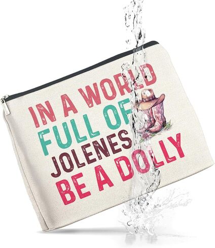 Country Music Lover Gifts Makeup Bag Western Dolly Fans Gifts for Women Sister Friends, in a World Full of Jolenes Be a Dolly Zipper Makeup Pouch in Saudi Arabia