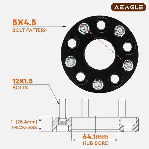 5x4.5 Hubcentric Wheel Adapters, 1" 5x114.3 for Acura, Forged 5 Lug Wheel Spacers with 12x1.5 Studs 64.1mm Bore 4PCS in Saudi Arabia