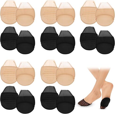 Prasacco 10 أزواج من أغطية أصابع القدم للنساء، نصف جوارب مع وسادة مبطنة، نصف جوارب للنساء غير قابلة للانزلاق، جوارب لأصابع القدم، جوارب مبطنة لأصابع القدم، جوارب نسائية لأصابع القدم مع أغطية وسادات مبطنة in Kuwait