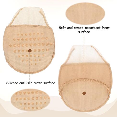 Prasacco 10 أزواج من أغطية أصابع القدم للنساء، نصف جوارب مع وسادة مبطنة، نصف جوارب للنساء غير قابلة للانزلاق، جوارب لأصابع القدم، جوارب مبطنة لأصابع القدم، جوارب نسائية لأصابع القدم مع أغطية وسادات مبطنة in Kuwait