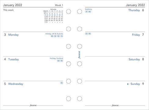 Filofax Calendar Diary Refill, Pocket Size, Week-to-View, White Paper, Unruled, English, 2025 (C68221-25) in Saudi Arabia