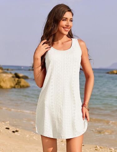 AI'MAGE Womens Swimsuit Coverup Hollow Out Bathing Suit Cover Up Sleeveless Bikini Beach Cover Up Tank Dress S-3XL in Saudi Arabia