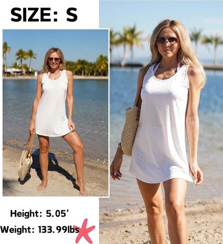 AI'MAGE Womens Swimsuit Coverup Hollow Out Bathing Suit Cover Up Sleeveless Bikini Beach Cover Up Tank Dress S-3XL in Saudi Arabia