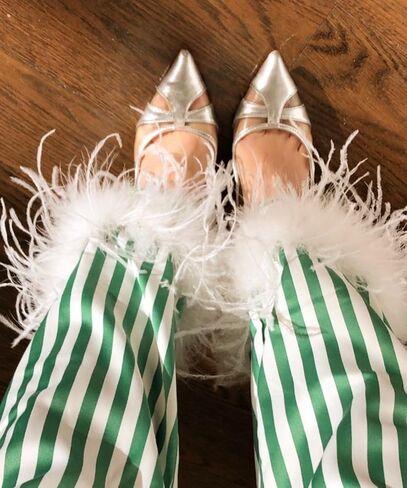 DSORVICD Women Christmas Satin Pajamas Sets Cute Feather Long Sleeve Button Down Shirt and Pants Set Xmas 2 Piece Loungewear in Kuwait