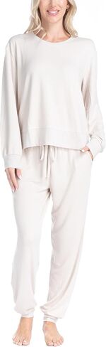 Ocean Pacific Fuzzy Feelings Pajama Set, Long Sleeve and Jogger Sleep Pants in Saudi Arabia