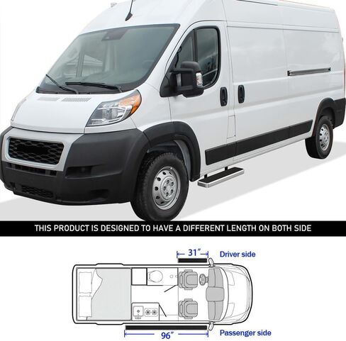 APS (Black Powder Coated 5 inches Running Boards Nerf Bars Side Steps Compatible with Ram ProMaster 2014-2025 Full Size Van 136 inches 159 inches Wheelbase 3-Door in Kuwait