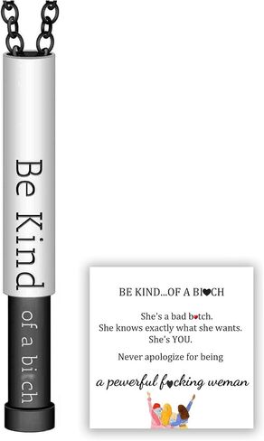 Be Kind...Of A Bich - Hidden Message Necklace, Be Kind...Of A Bich - 3D Engraving Vertical Bar Necklace Stainless Steel Encouragement Mantra Pendant Necklace for Women Sorority Sisters Friendship Jewelry in Kuwait