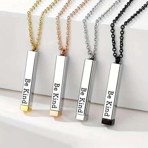 Be Kind...Of A Bich - Hidden Message Necklace, Be Kind...Of A Bich - 3D Engraving Vertical Bar Necklace Stainless Steel Encouragement Mantra Pendant Necklace for Women Sorority Sisters Friendship Jewelry in Kuwait