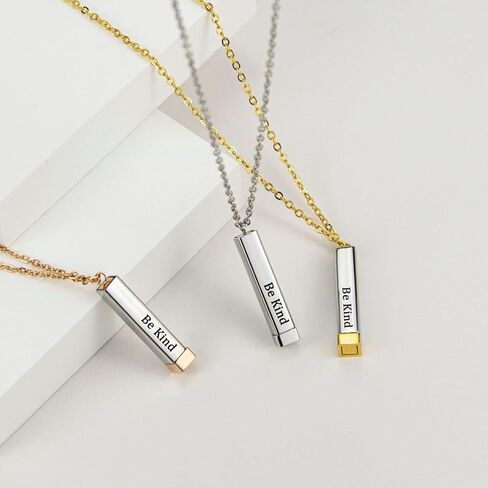 Be Kind...Of A Bich - Hidden Message Necklace, Be Kind...Of A Bich - 3D Engraving Vertical Bar Necklace Stainless Steel Encouragement Mantra Pendant Necklace for Women Sorority Sisters Friendship Jewelry in Kuwait