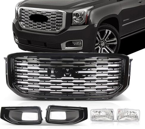 JX RACING · PERFORMANCE · ACCESSORIES Front Bumper Grille Grill Compatible with GMC Yukon/Yukon XL 2015-2020 5PCS Of Front Grille Fog Light W/Bezels in Kuwait