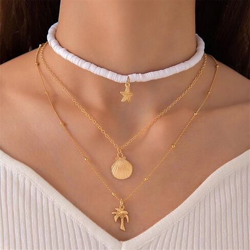 Dreuyet Bohemian Starfish Necklace for Women Cute Large Starfish Statement Choker Necklace Sea Shell Summer Beach Necklace Summer Beach Holiday Beach Surfer Jewelry in Saudi Arabia