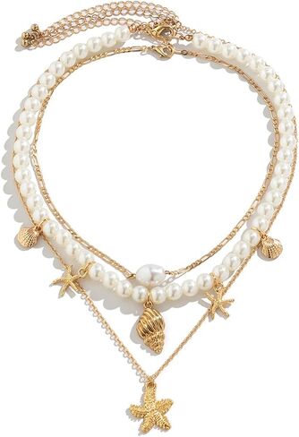 Dreuyet Bohemian Starfish Necklace for Women Cute Large Starfish Statement Choker Necklace Sea Shell Summer Beach Necklace Summer Beach Holiday Beach Surfer Jewelry in Saudi Arabia