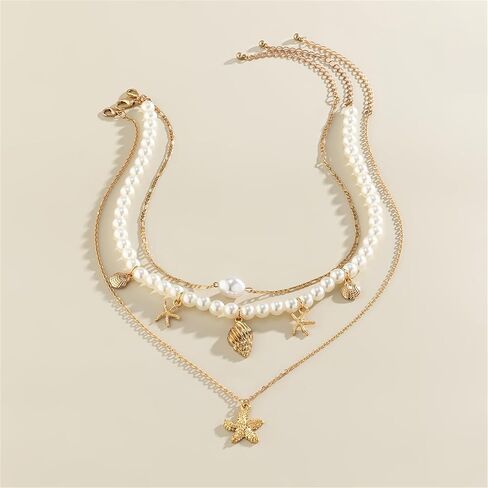 Dreuyet Bohemian Starfish Necklace for Women Cute Large Starfish Statement Choker Necklace Sea Shell Summer Beach Necklace Summer Beach Holiday Beach Surfer Jewelry in Saudi Arabia