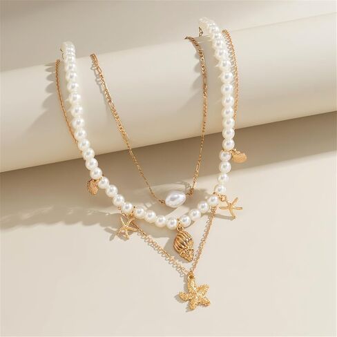 Dreuyet Bohemian Starfish Necklace for Women Cute Large Starfish Statement Choker Necklace Sea Shell Summer Beach Necklace Summer Beach Holiday Beach Surfer Jewelry in Saudi Arabia