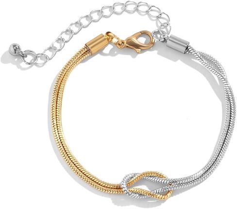WETMT Gold Silver Knot Bracelets for Couples Bracelets 14K Gold Plated Love Knot Bracelet Mother Daughter Bond Knot Bracelet Friendship Forever Infinity Bracelets Best Friend Bracelet Jewelry in Saudi Arabia