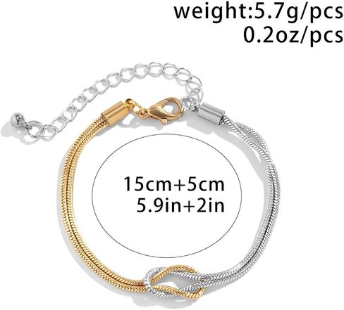WETMT Gold Silver Knot Bracelets for Couples Bracelets 14K Gold Plated Love Knot Bracelet Mother Daughter Bond Knot Bracelet Friendship Forever Infinity Bracelets Best Friend Bracelet Jewelry in Saudi Arabia
