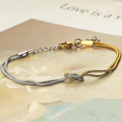 WETMT Gold Silver Knot Bracelets for Couples Bracelets 14K Gold Plated Love Knot Bracelet Mother Daughter Bond Knot Bracelet Friendship Forever Infinity Bracelets Best Friend Bracelet Jewelry in Saudi Arabia
