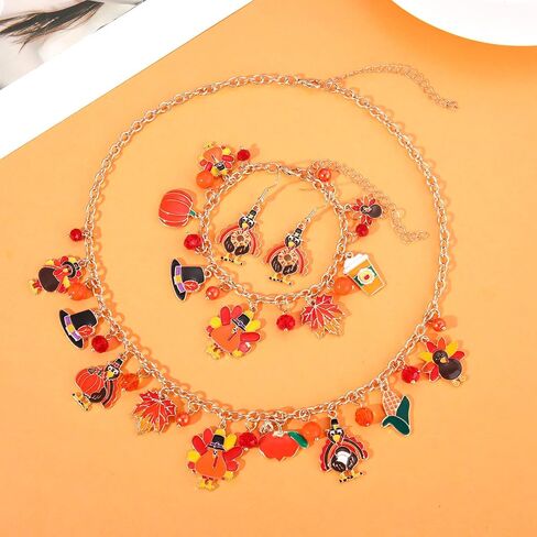 YAHPERN Halloween Necklace Bracelet Earrings for Women Halloween Jewelry Accessories Spooky Pumpkin Candy Corn Boo Pendant Necklace Spider Ghost Charm Bracelet Halloween Outfits Party Favor in Saudi Arabia