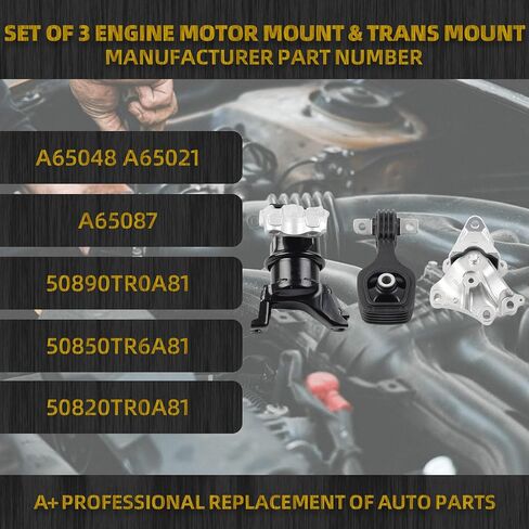 Dasbecan Engine Motor Mount and Trans Mount Compatible with 2012-2013 Honda Civic 1.8L Coupe/Sedan Replaces# A65048 A65021 A65087 50890TR0A81 50850TR6A81 50820TR0A81 in Saudi Arabia