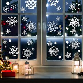 Aprince 480PCS Christmas Window Clings for Glass Windows Christmas Stickers Snowflake Decorations for Home Indoor Outdoor Office Winter Holiday Decor Thanksgiving Party Supplies