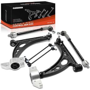 A-Premium Set of 8, Lower Control Arm with Ball Joint, Sway Bar Link, Inner Outer Tie Rod End, Compatible with Audi A3 (Quattro) Volkswagen Jetta Eos Golf GTI 2006-2014