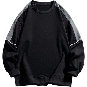 Men's Crewneck Oversized Sweatshirts Color Block Long Sleeve Oversized Pullover Top