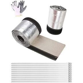 Wire Heat Shield Heat Shroud Sleeve Heat Shield Automotive Fuel Line Wire Heat Sleeve for Ultimate Heat Protection Hose Wire Sleeving,with 10PCS Stainless Steel Cable Metal Ties(3/4"IDx10FT)