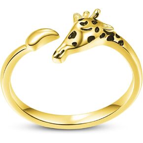 TANGPOET Giraffe Ring Gifts for Women 925 Sterling Silver Adjustable Open Rings Giraffe Jewelry Gifts for Giraffe Lovers Birthday Christmas Mothers Day
