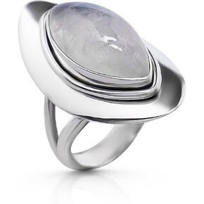 Marquise Moonstone Vintage Ring- 925 Sterling Silver - Ethnic Tribal And Boho Chic Jewelry - Fashionable And Stylish For Women -Us Size 6-10