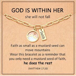 Mustard Seed Bracelet Jewelry Birthday Baptism Gifts for Teen 12 14 16 Stuff Things for Teen Faith Religious Catholic Spiritual Christian Gifts for Women