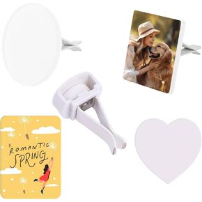 Framendino, 4 Pack Sublimation Blank Car Air Vent Clips Heat Transfer Diffuser Scent Perfume Clip Styles(Heart Square Round Rectangle)