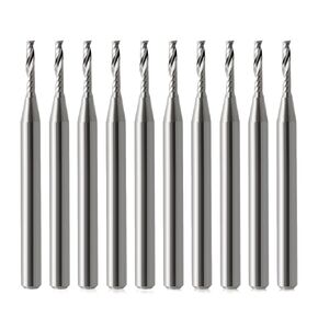 1/8 inch Shank,Single Flute (O Flute) Up Cut Spiral Router Bits End Mill Cutter, 0.06 inch Cutting Diameter, 0.24 inch Cutting Length,1-1/2" OVL for Acrylic PVC MDF Plastic