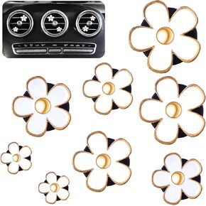 8Pcs Car Vent Clips Cute Daisy Flower Air Vent Clip Sweet Flower Air Freshener Car Clips Outlet Clip Air Conditioning Clip Charm Car Inter Decor Accessories for Women Girls(Black)