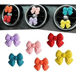 6 PCS Bow Car Air Freshener Clips Cute Car Air Cent Clips Girly Car Decor Accessories Interior Aesthetic Car Decorations Stuff for Women Girl