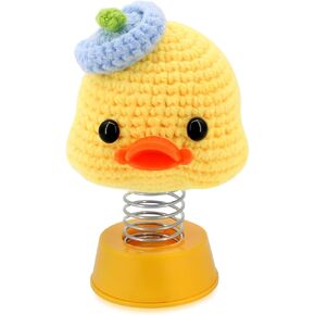 Handmade Duck Car Dashboard Decorations,car bobblehead Crochet car Accessories car Charm Desktop Decoration Crocheted Automobile Decoration Parts Swinging Duck,Finished Product
