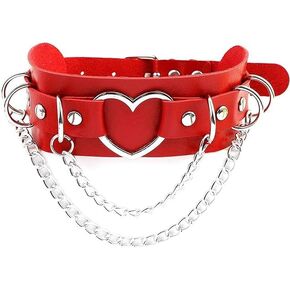 Leather Heart Ring Collar Choker Leather Collar Necklace Punk Choker Gothic Collar Women Girls Men