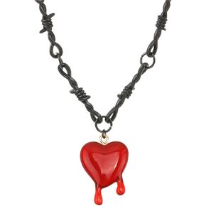 ONLYJUMP Gothic Bleeding Heart Necklace for Women Dropping Blood Thorn Heart Pendent Necklace Hiphop Punk Little Thorns Chain Choker Bracelet Vampire Jewelry Gift