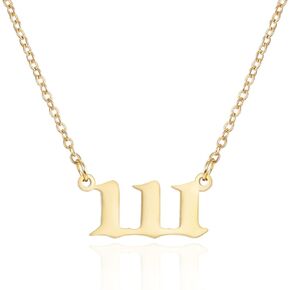 COLORFUL BLING Dainty Number Pendant Necklace Stainless Steel Choker 000 1111 111 222 333 444 555 666 777 888 999 Numerology Jewelry Gift for Women